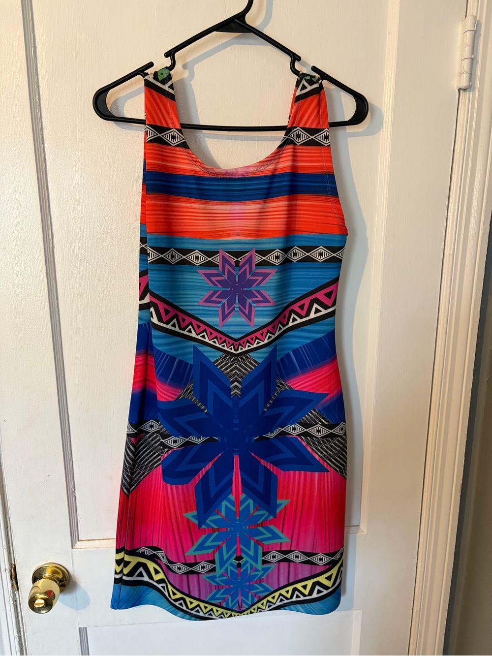 Just Love Multicolor Aztec-Print Mini Dress in Blue, Pink, Orange